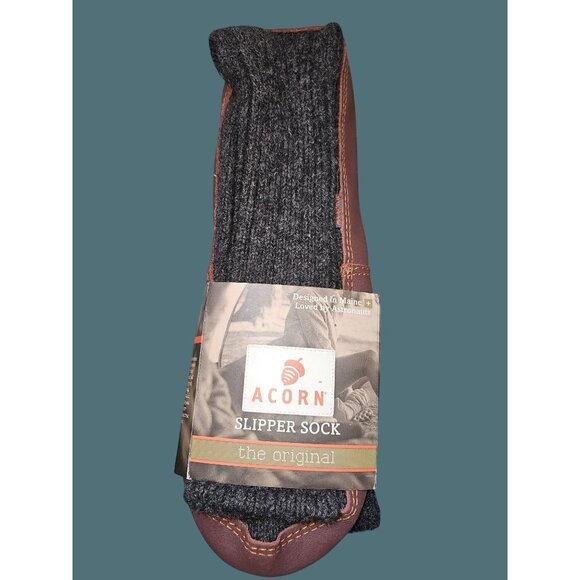 Acorn Slipper Sock Charcoal Ragg Wool Men Size XXL 13.5 -14.5 - Picture 1 of 8